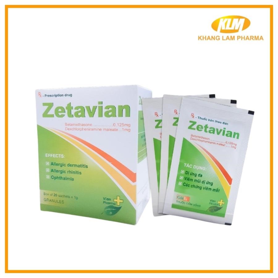Zetavian - Dị ứng da, viêm mũi dị ứng, các chứng viêm mắt (Hộp 20 gói)