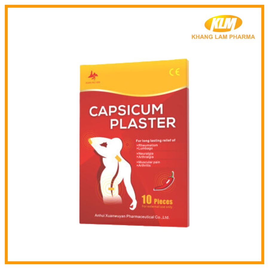 Capsium Plaster - Cao dán nóng chiết xuất ớt giảm đau xương khớp (Hộp 10 miếng dán)