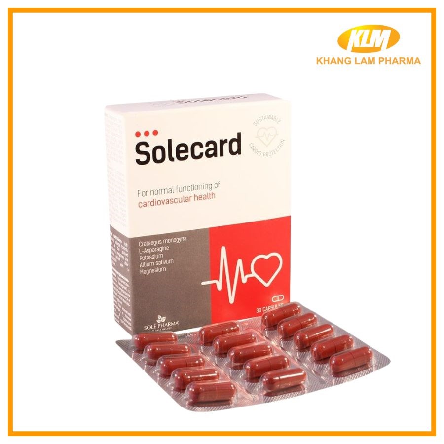 Solecard - Thực phẩm tăng cường sức khỏe tim mạch, điều hòa huyết áp (Hộp 30 viên)